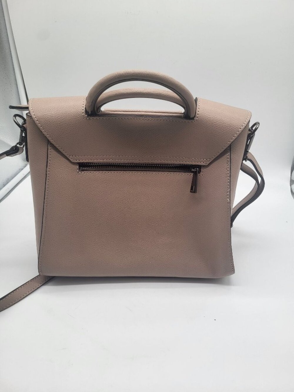 Piumelli Milano Italy Double Top Handle Leather Bag Neutral Silver Tone Hardware - Picture 2 of 12
